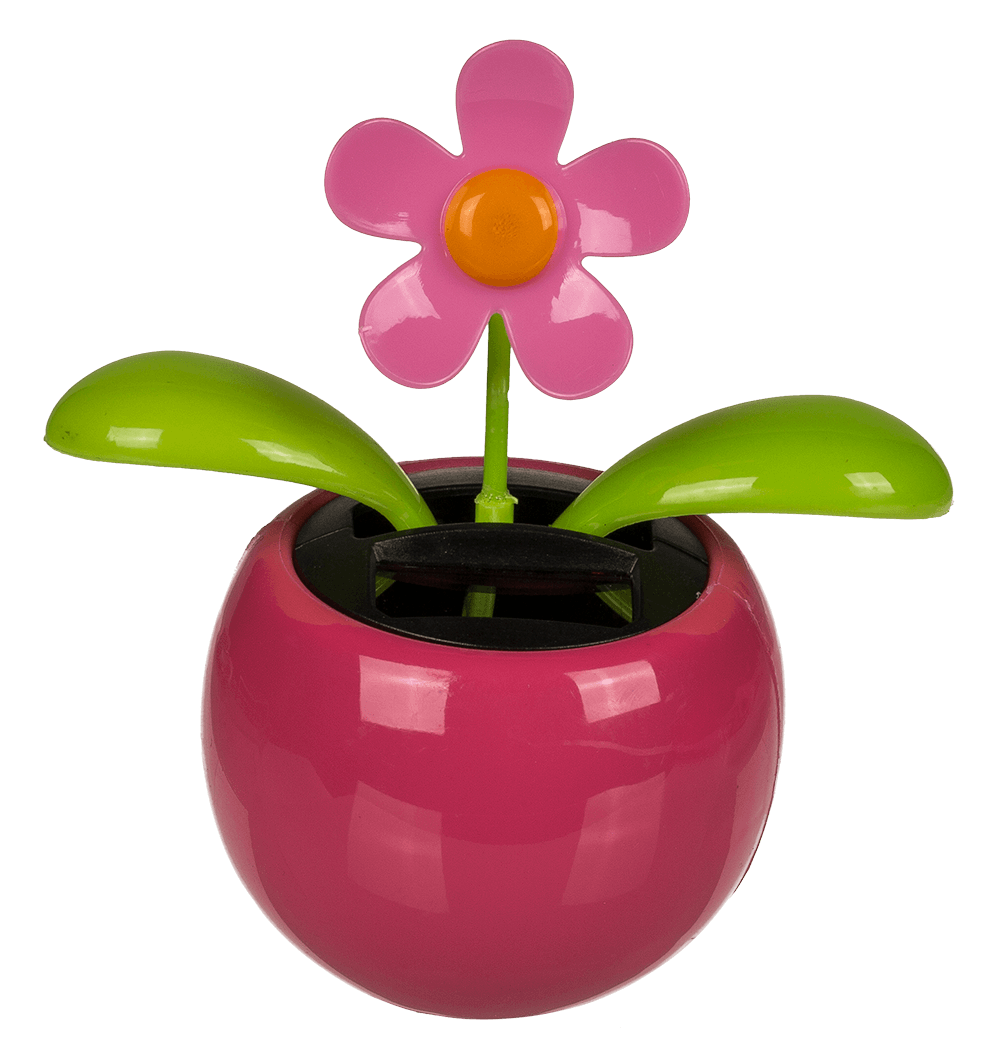 Movable flowers & insects in plastic pot with,