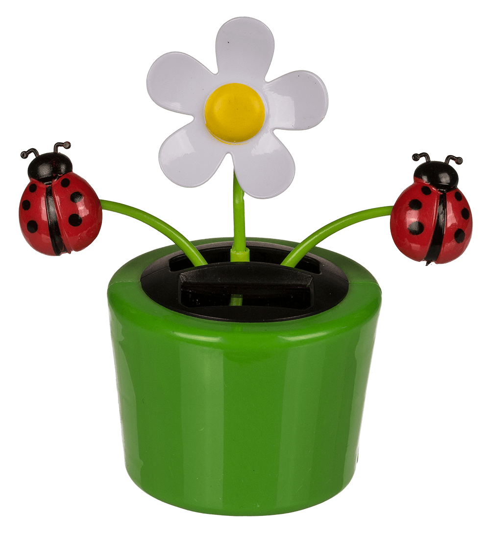 Movable flowers & insects in plastic pot with,