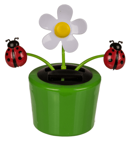 Movable flowers & insects in plastic pot with,
