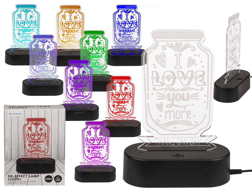 3D-Lamp, Love, ca. 20 cm, with USB-cable