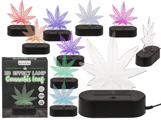 3D-Lamp, Cannabis Leaf, 16 cm, with USB-cable