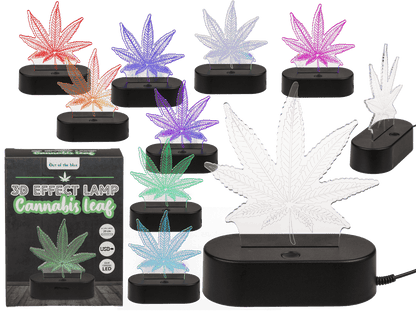 3D-Lamp, Cannabis Leaf, 16 cm, with USB-cable