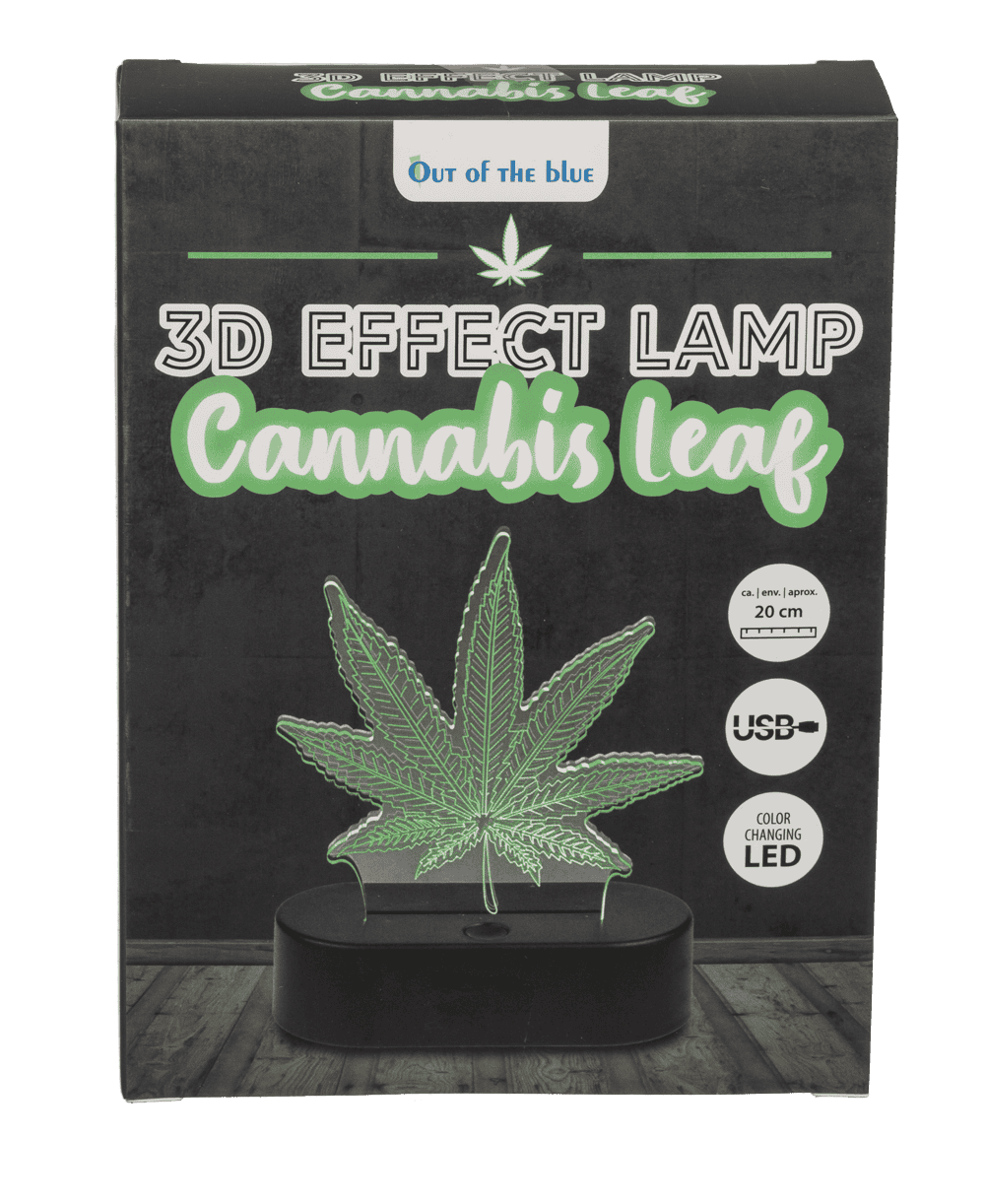3D-Lamp, Cannabis Leaf, 16 cm, with USB-cable