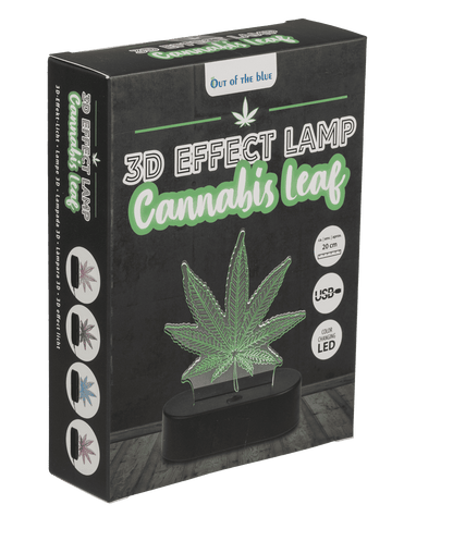 3D-Lamp, Cannabis Leaf, 16 cm, with USB-cable