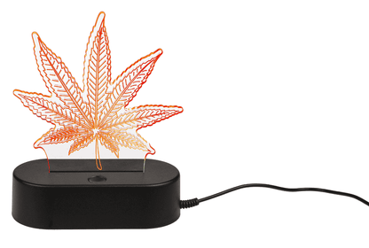 3D-Lamp, Cannabis Leaf, 16 cm, with USB-cable