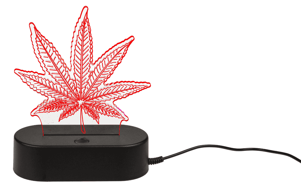 3D-Lamp, Cannabis Leaf, 16 cm, with USB-cable