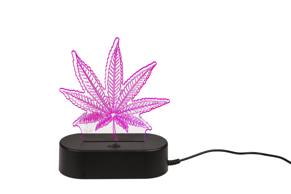3D-Lamp, Cannabis Leaf, 16 cm, with USB-cable