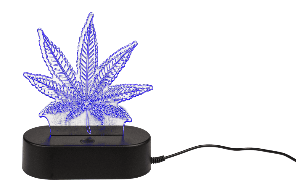 3D-Lamp, Cannabis Leaf, 16 cm, with USB-cable