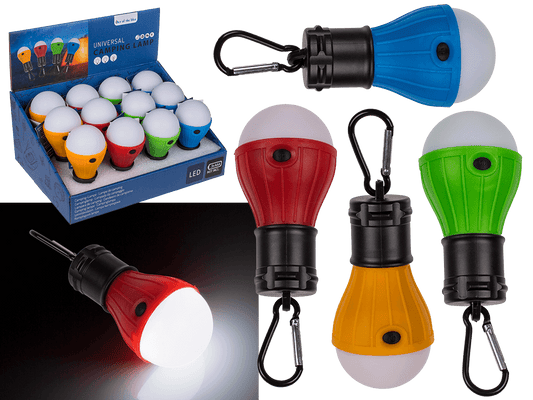 Universal camping lamp, with carabiner hook,