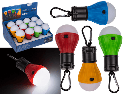 Universal camping lamp, with carabiner hook,