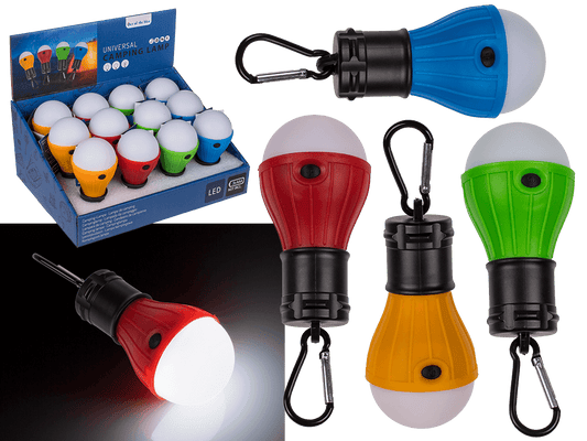 Universal camping lamp, with carabiner hook,