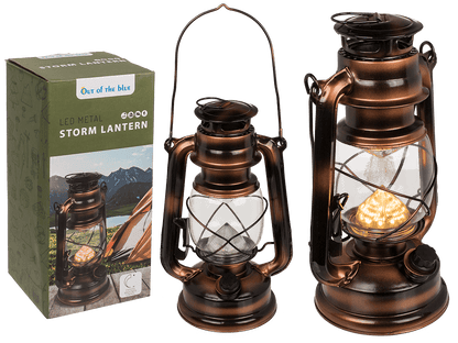 LED metal storm lantern, 15 x 25 cm, for 2 x