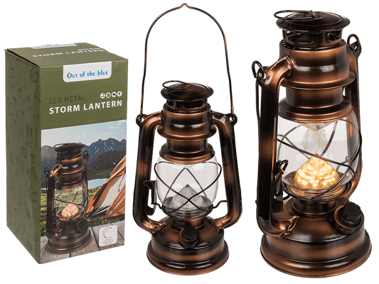 LED metal storm lantern, 15 x 25 cm, for 2 x