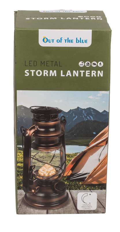 LED metal storm lantern, 15 x 25 cm, for 2 x