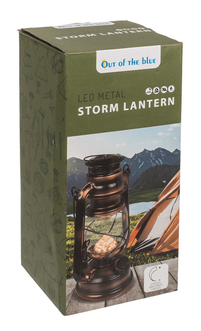 LED metal storm lantern, 15 x 25 cm, for 2 x