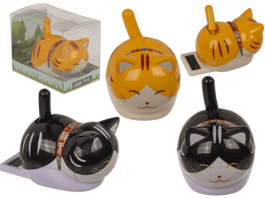 Movable figure,Wagging cat, with solar cell,