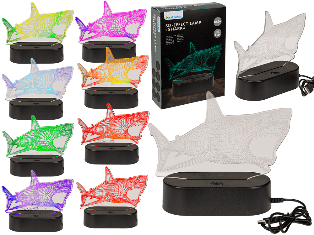 3D-Lamp, Shark, ca.14 x 16 cm, plastic,