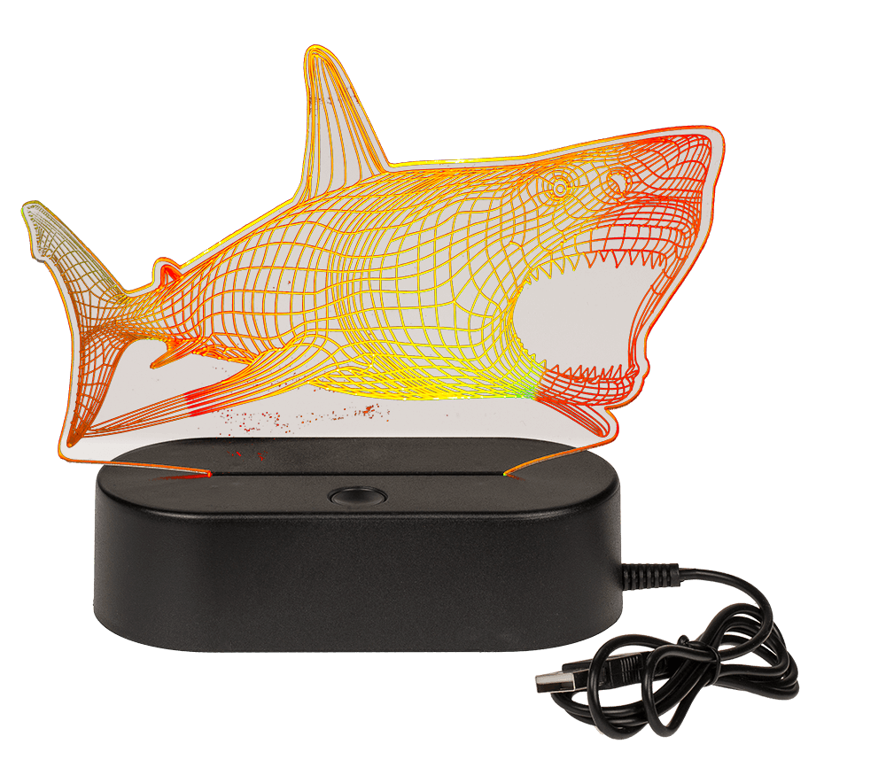 3D-Lamp, Shark, ca.14 x 16 cm, plastic,