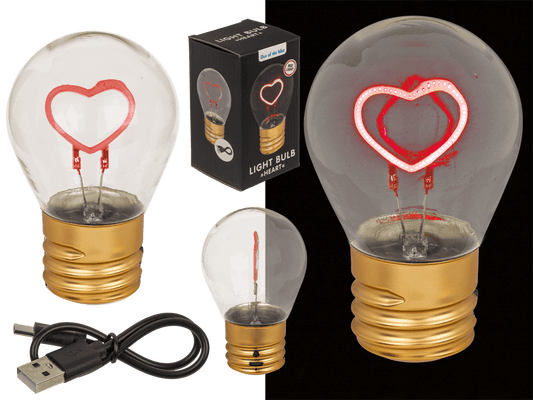 Light Bulb, Heart, incl. Lithium battery &