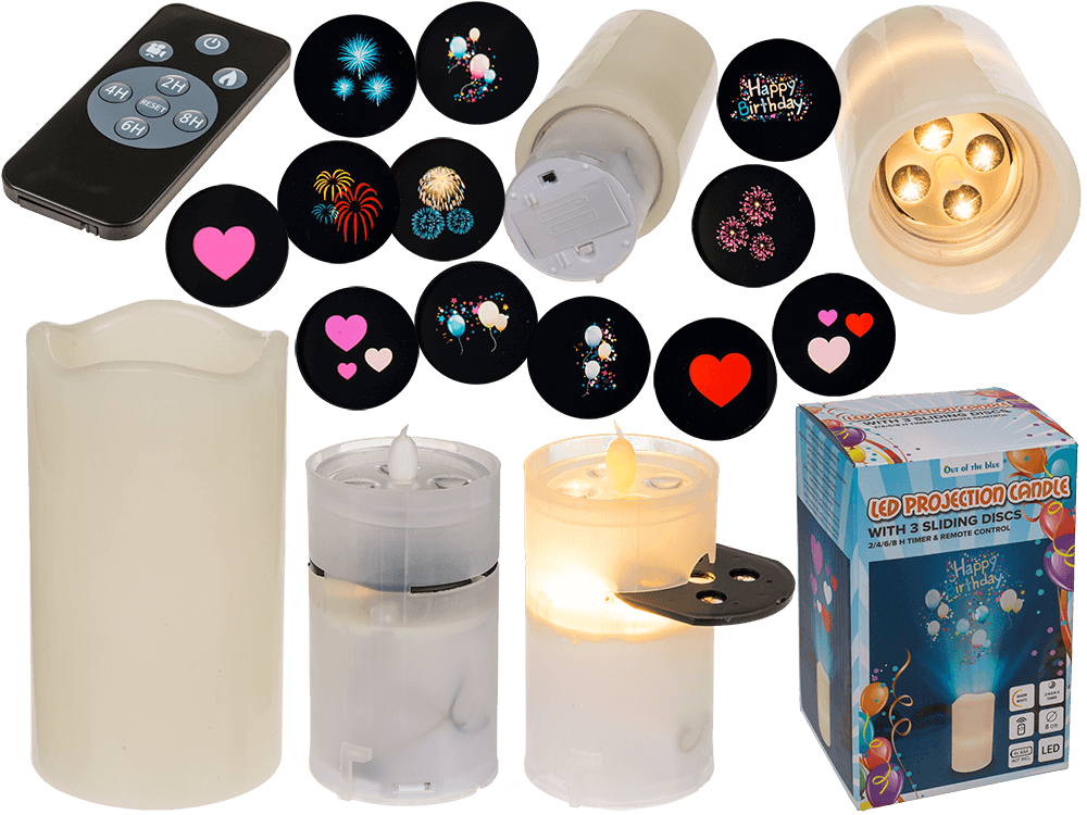 LED candle projector, Celebrations, 8 x 15 cm,