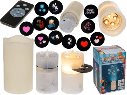 LED candle projector, Celebrations, 8 x 15 cm,