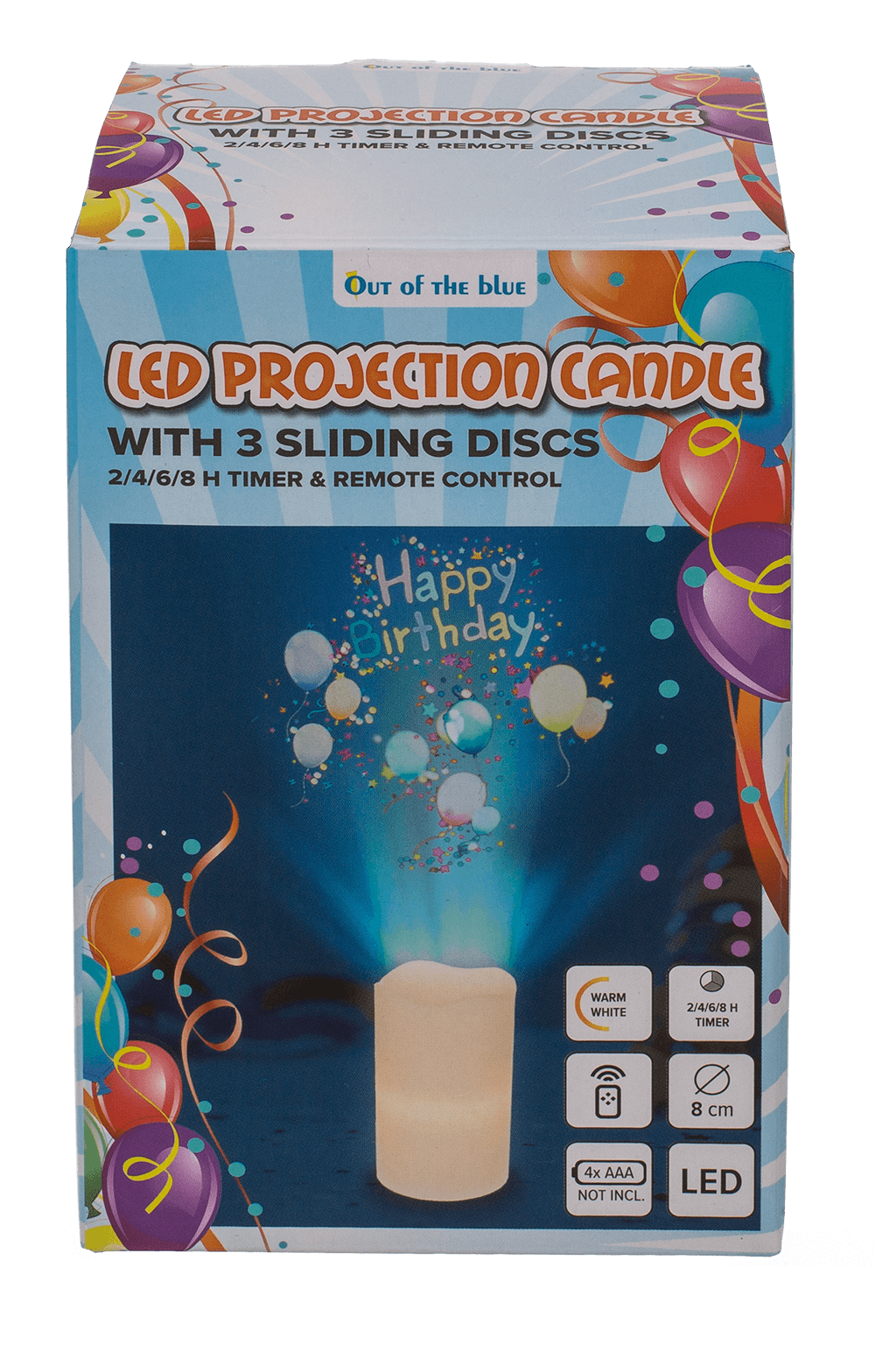 LED candle projector, Celebrations, 8 x 15 cm,