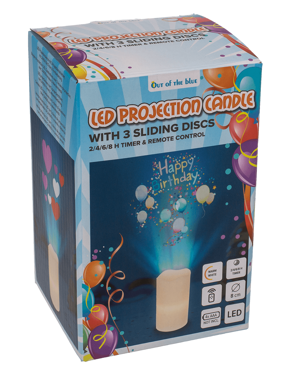 LED candle projector, Celebrations, 8 x 15 cm,