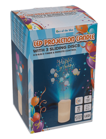 LED candle projector, Celebrations, 8 x 15 cm,