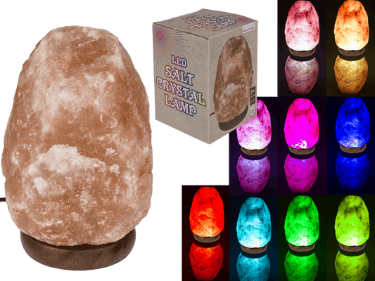 LED salt cristal lamp, colour-changing,