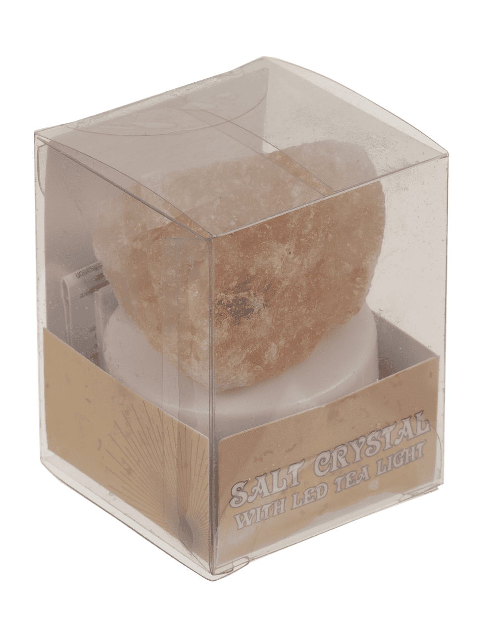 Salt crystal with LED tea light, 4 x 2 cm,