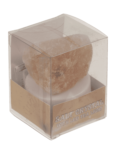 Salt crystal with LED tea light, 4 x 2 cm,