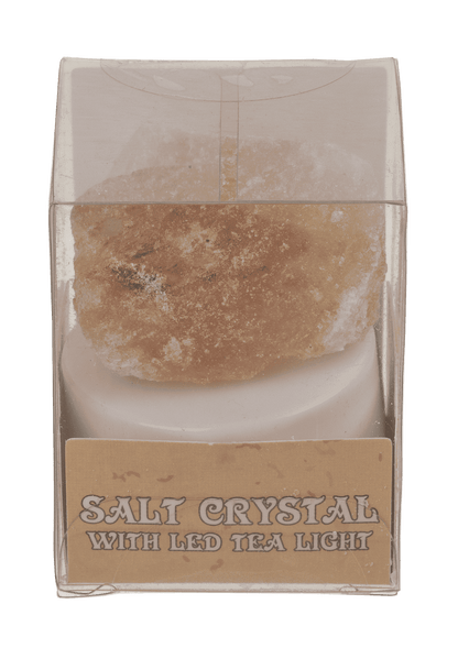 Salt crystal with LED tea light, 4 x 2 cm,