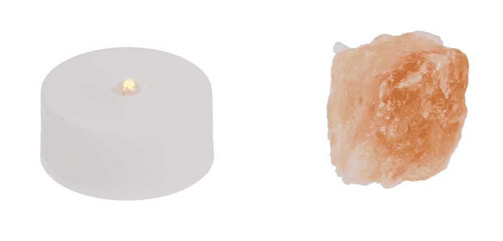 Salt crystal with LED tea light, 4 x 2 cm,