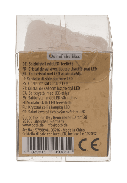 Salt crystal with LED tea light, 4 x 2 cm,