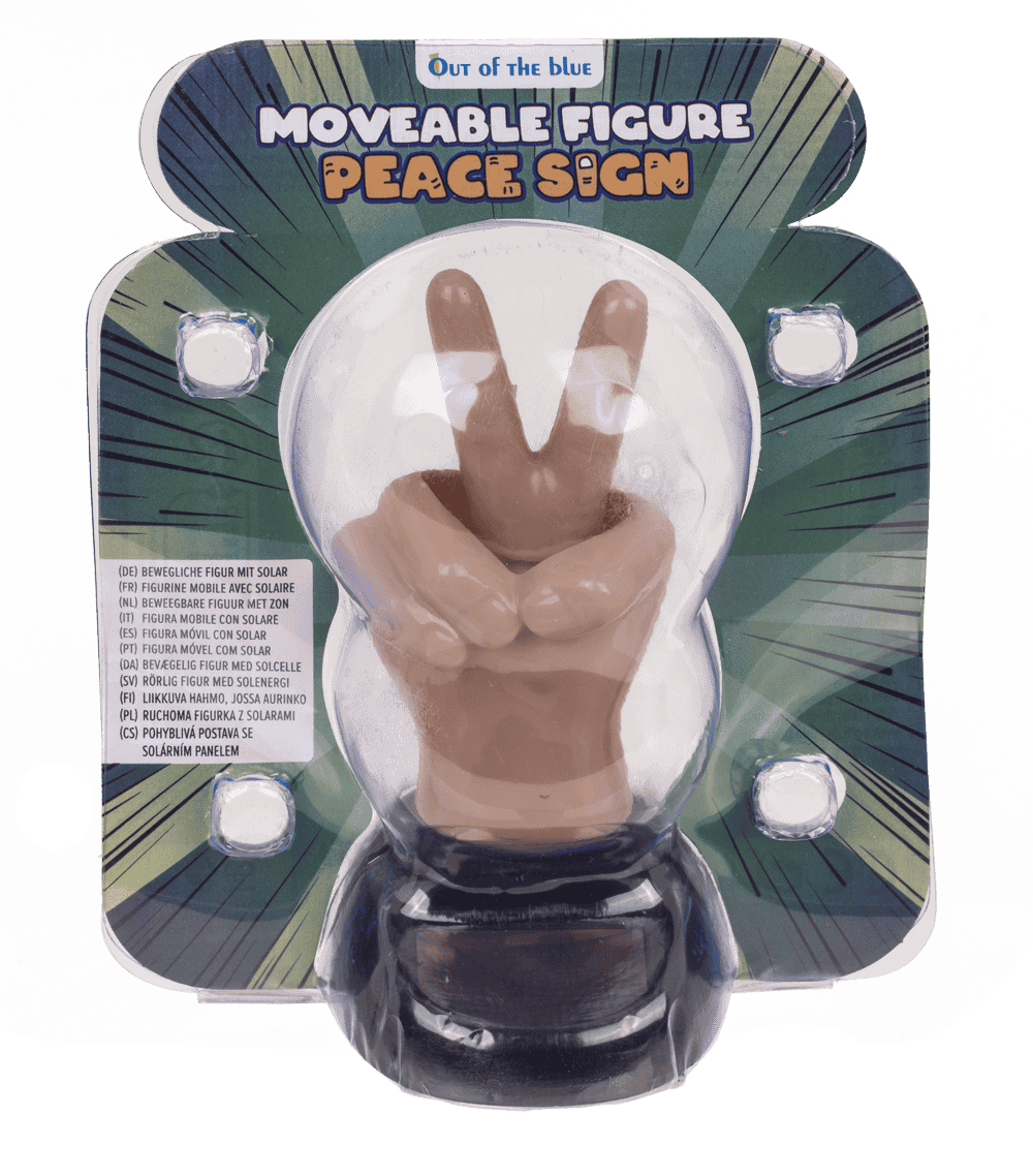 Movable figure, Peace Sign, with solar cell,