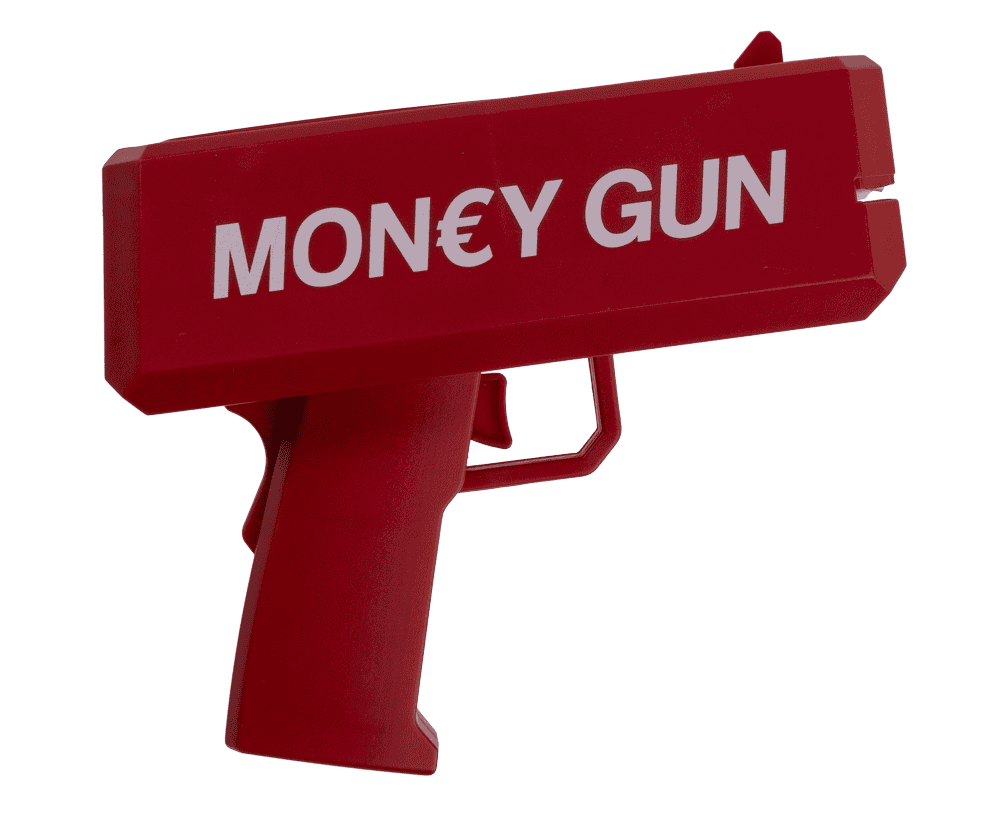 Cash gun, with € toy money,
