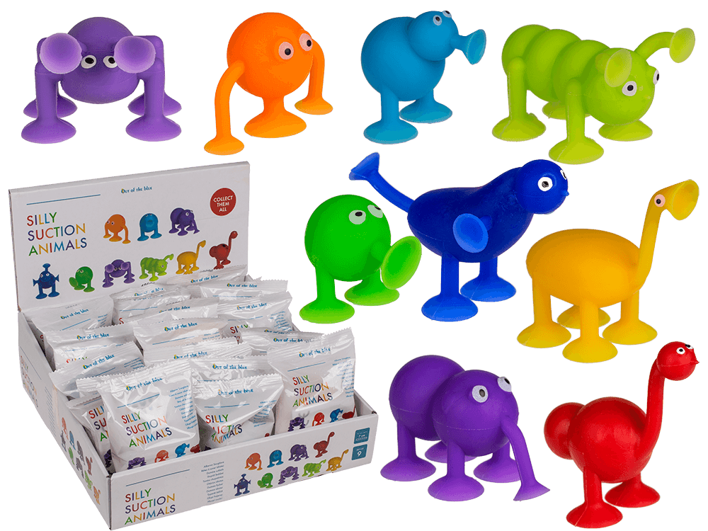 59-2166_000.png Kleurrijke Silly Suction Animals in verschillende vormen, 5 x 7 cm, 24 stuks per display. Geschikt voor binnen.