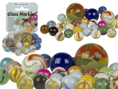 Glass marbles, multicoloured ass.,