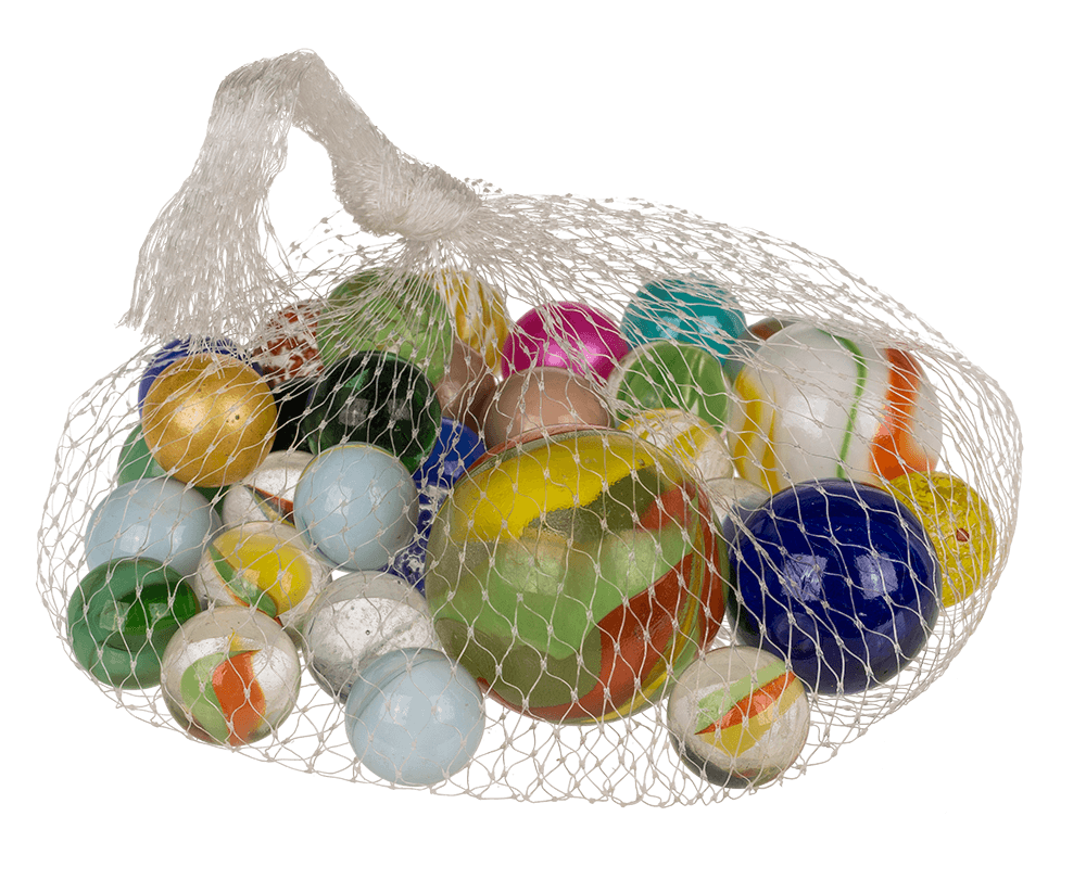 Glass marbles, multicoloured ass.,