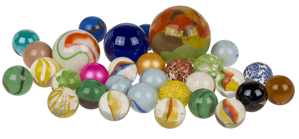 Glass marbles, multicoloured ass.,