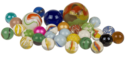 Glass marbles, multicoloured ass.,