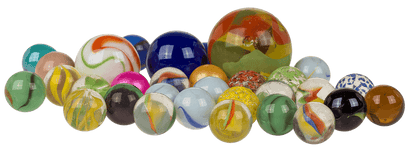 Glass marbles, multicoloured ass.,