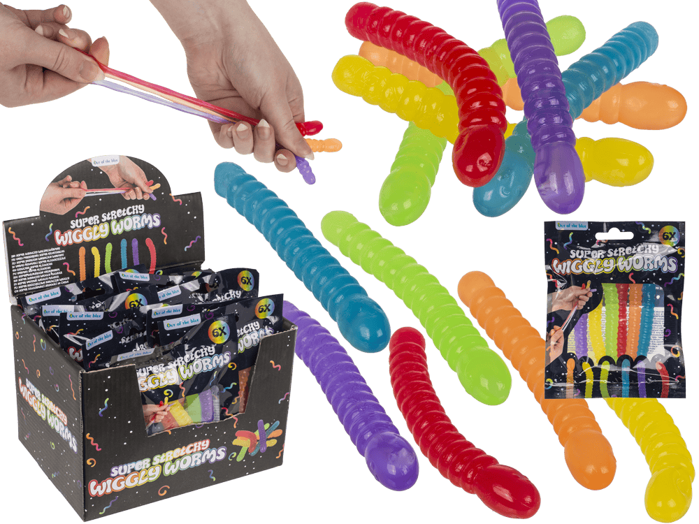 Super Stretchy Wiggly Worms, approx. 9 x 1,3 cm,