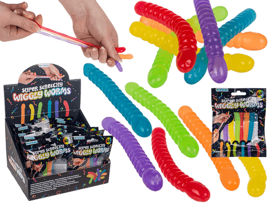 Super Stretchy Wiggly Worms, approx. 9 x 1,3 cm,