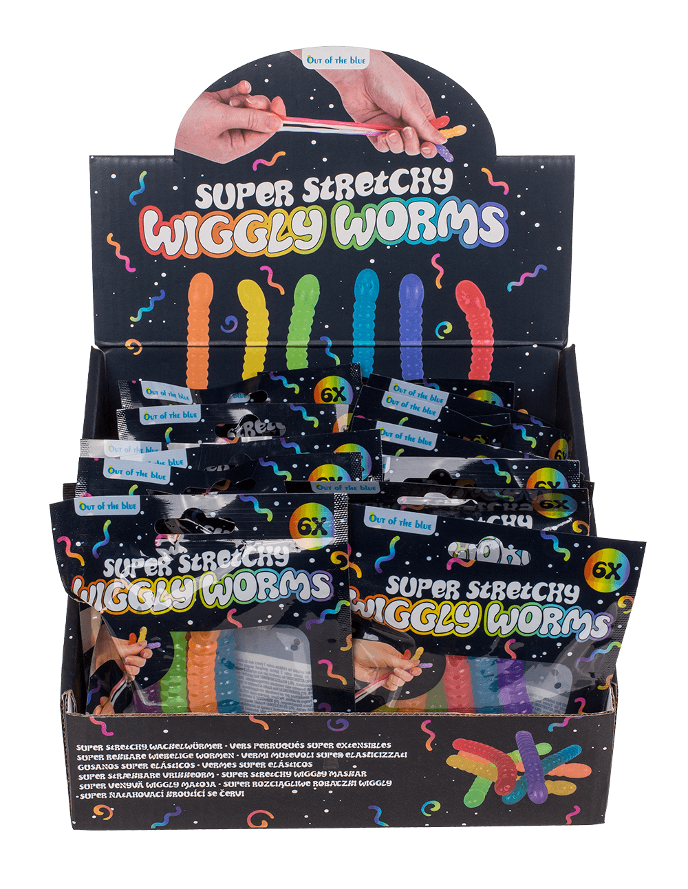 Super Stretchy Wiggly Worms, approx. 9 x 1,3 cm,