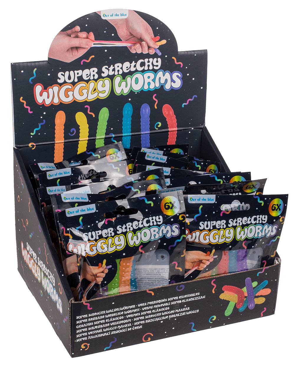 Super Stretchy Wiggly Worms, approx. 9 x 1,3 cm,