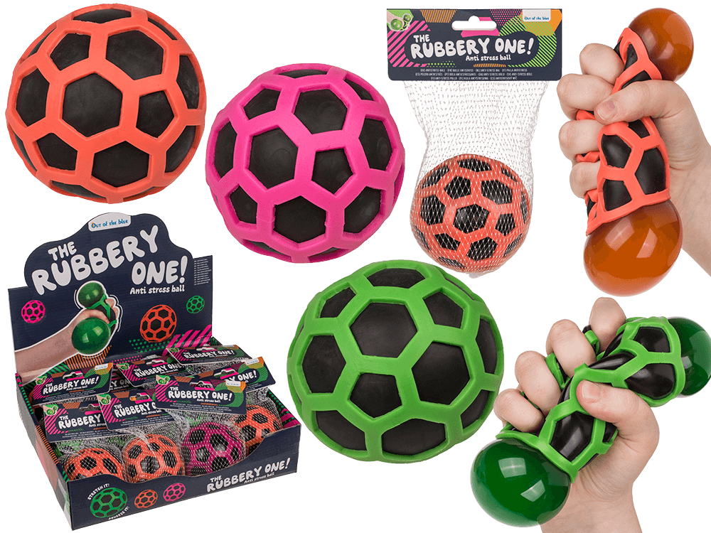 Squeeze ball in rubber net, approx. 8 cm,