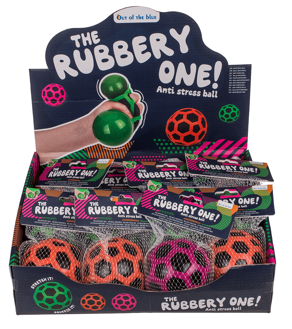 Squeeze ball in rubber net, approx. 8 cm,