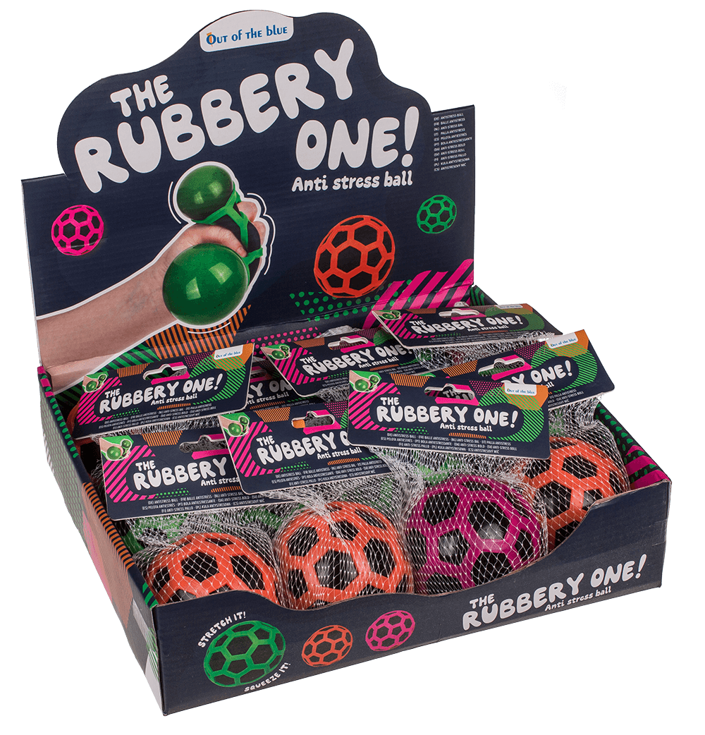 Squeeze ball in rubber net, approx. 8 cm,