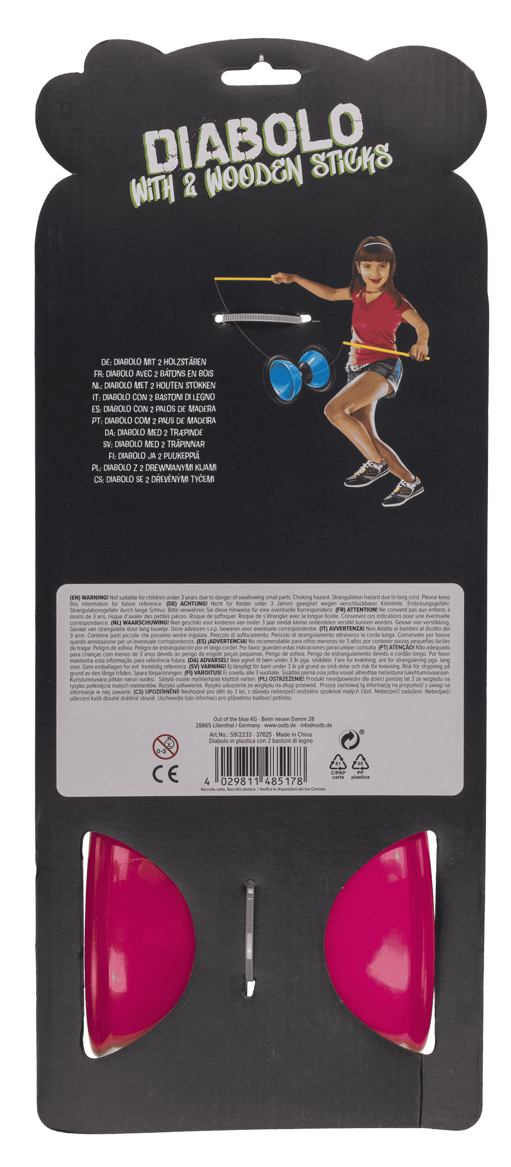 Diabolo with 2 wooden sticks, Glow in the Dark,